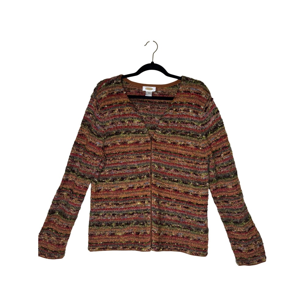Vintage Talbots Cardigan Sweater Nubby Knit Zip Front Earthy Fairy Grunge Sz XL